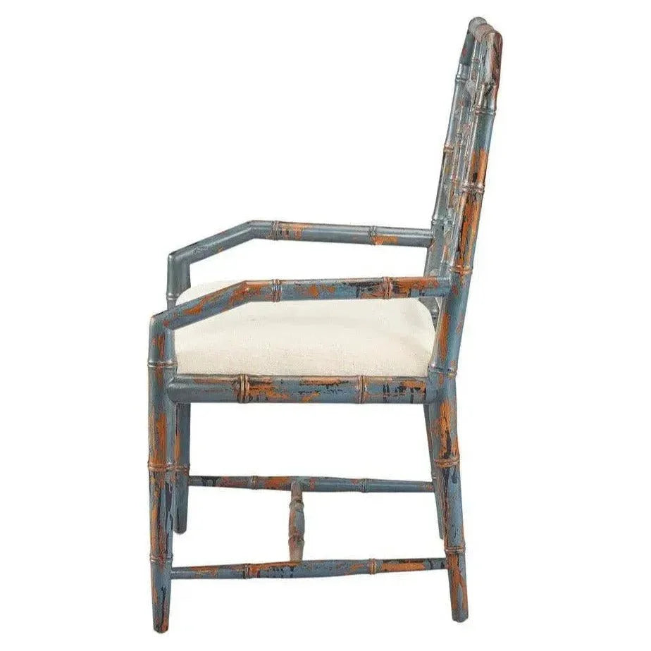 Lahara Chinese Blue Dining Chair 2PC Arms - LOOMLAN - Furniture Classics - Dining Chairs