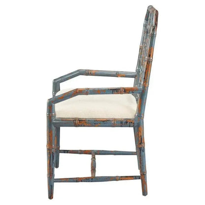 Lahara Chinese Blue Dining Chair 2PC Arms - LOOMLAN - Furniture Classics - Dining Chairs