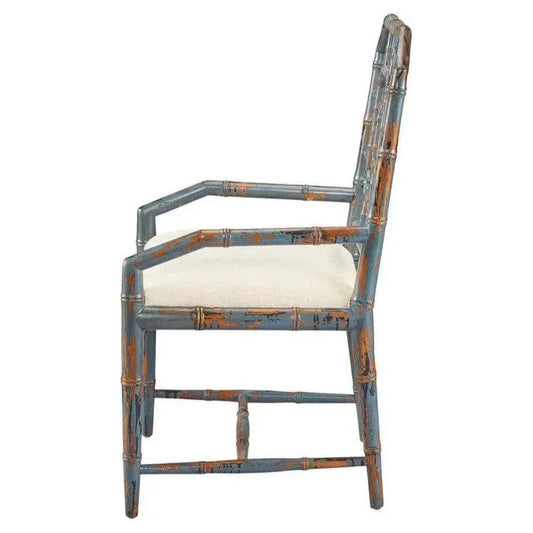 Lahara Chinese Blue Dining Chair 2PC Arms - LOOMLAN - Furniture Classics - Dining Chairs