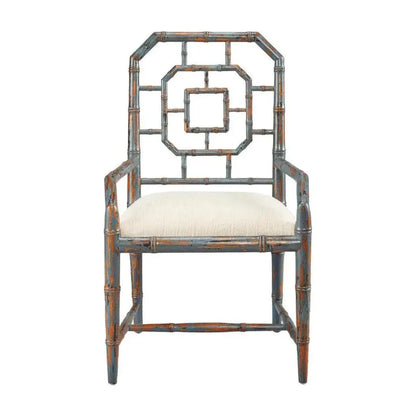 Lahara Chinese Blue Dining Chair 2PC Arms - LOOMLAN - Furniture Classics - Dining Chairs