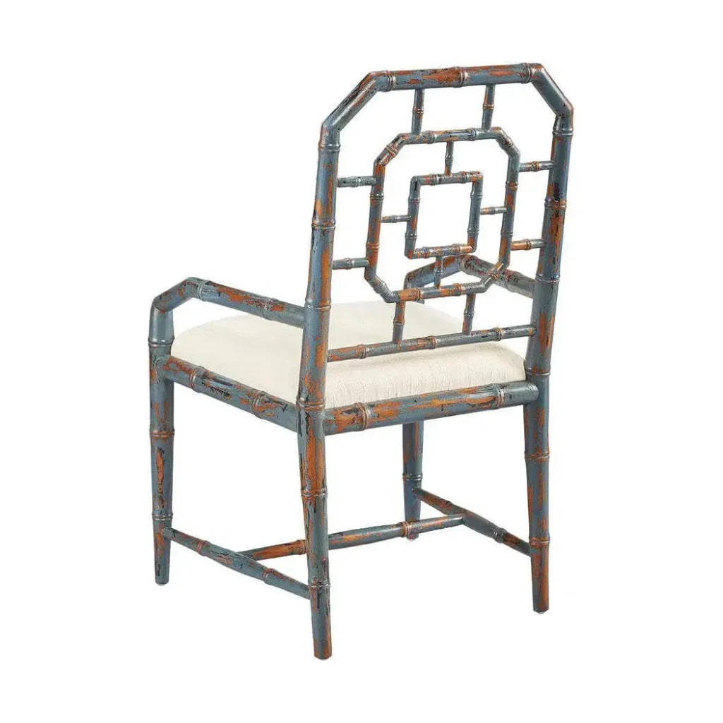 Lahara Chinese Blue Dining Chair 2PC Arms - LOOMLAN - Furniture Classics - Dining Chairs