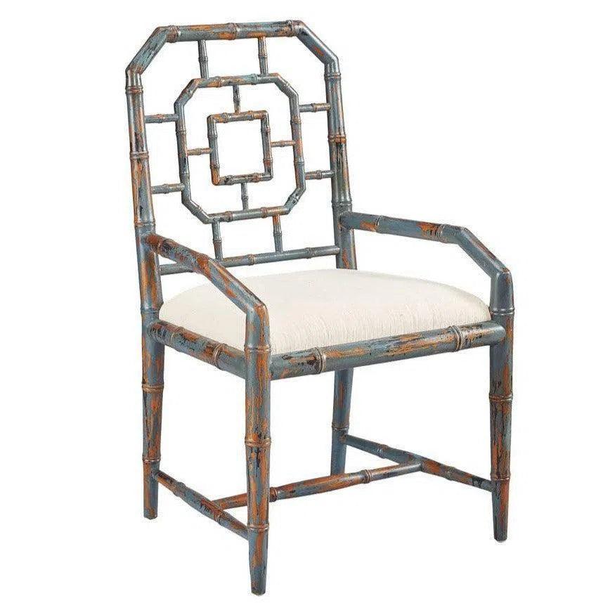 Lahara Chinese Blue Dining Chair 2PC Arms - LOOMLAN - Furniture Classics - Dining Chairs