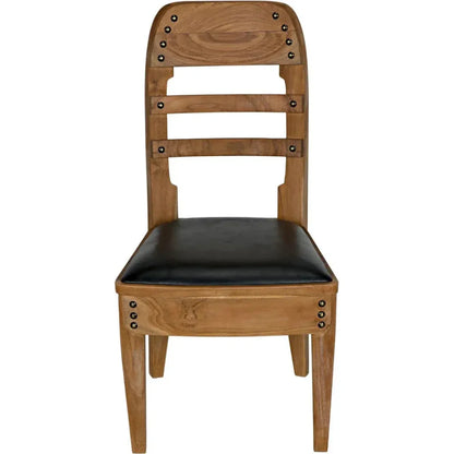 Laila Chair, Teak with Leather - LOOMLAN - Noir - Dining Chairs