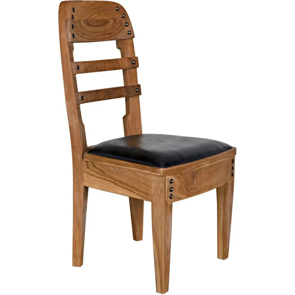 Laila Chair, Teak with Leather - LOOMLAN - Noir - Dining Chairs