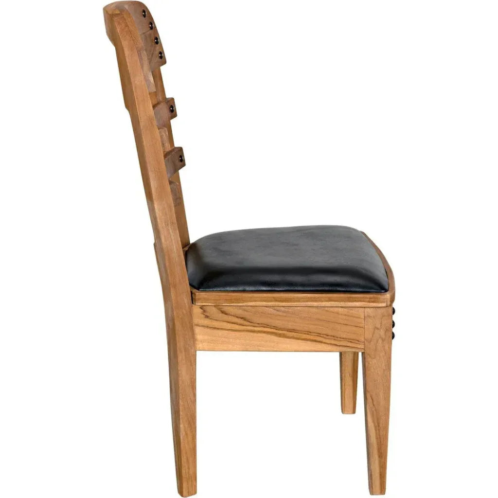 Laila Chair, Teak with Leather - LOOMLAN - Noir - Dining Chairs
