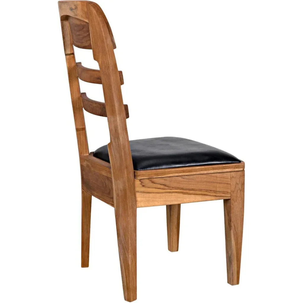Laila Chair, Teak with Leather - LOOMLAN - Noir - Dining Chairs