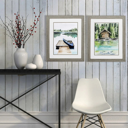 Lake Views Green Framed Wall Art 2PC