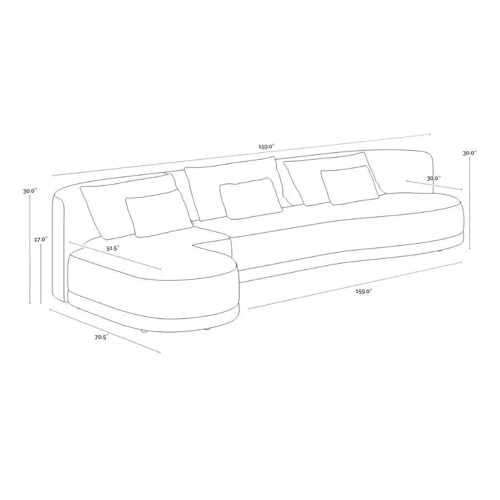 Laken Fabric Sofa Chaise-Modular Sofas-SUNPAN-LOOMLAN