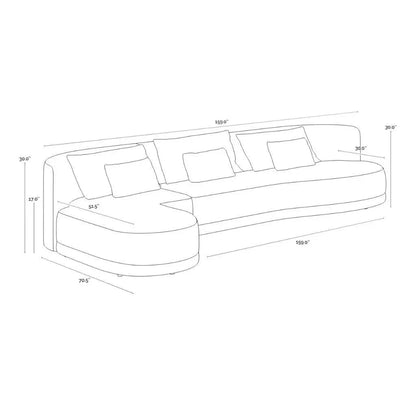 Laken Fabric Sofa Chaise-Modular Sofas-SUNPAN-LOOMLAN