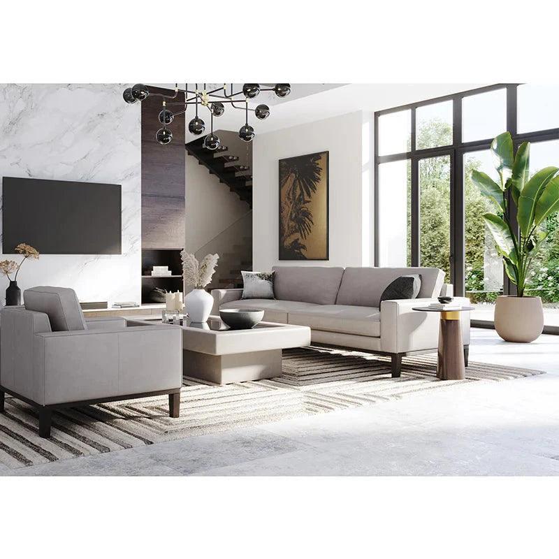 Lamont Side Table Black Glass & Concrete Base - LOOMLAN - SUNPAN - Side Tables