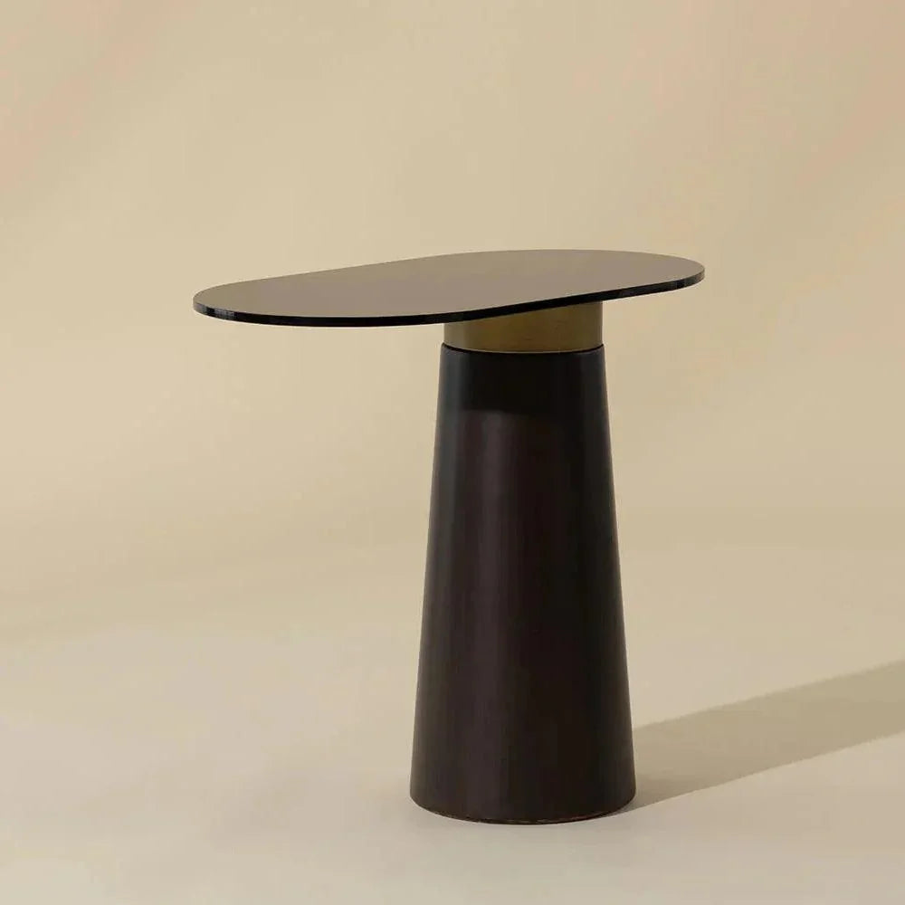 Lamont Side Table Black Glass & Concrete Base - LOOMLAN - SUNPAN - Side Tables