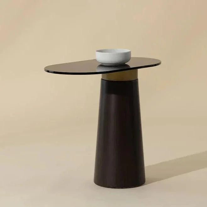 Lamont Side Table Black Glass & Concrete Base - LOOMLAN - SUNPAN - Side Tables