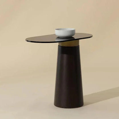 Lamont Side Table Black Glass & Concrete Base - LOOMLAN - SUNPAN - Side Tables