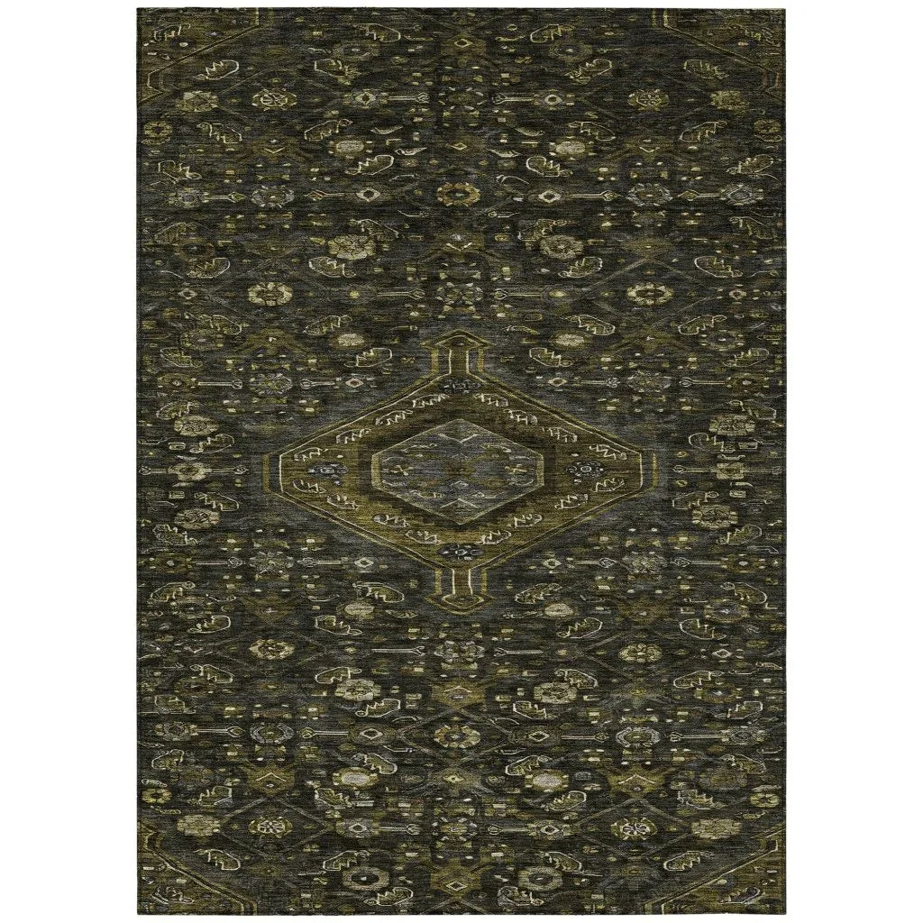 Lamoria Gray Washable Indoor - Outdoor Rug - LOOMLAN - LOOMLAN Rugs - Outdoor Rugs