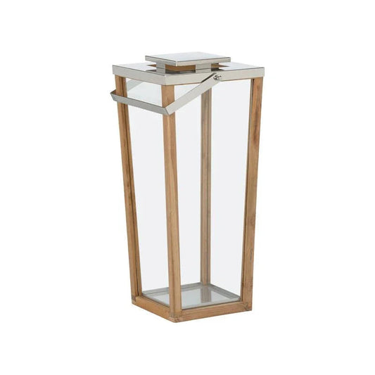 Lanai Teak And Glass Hurricane Patio Candleholder - LOOMLAN - Wildwood - Candle Holders