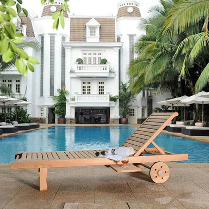 Lance Reclining Sunlounger Wheels & Cupholder-Outdoor Cabanas & Loungers-HiTeak-LOOMLAN