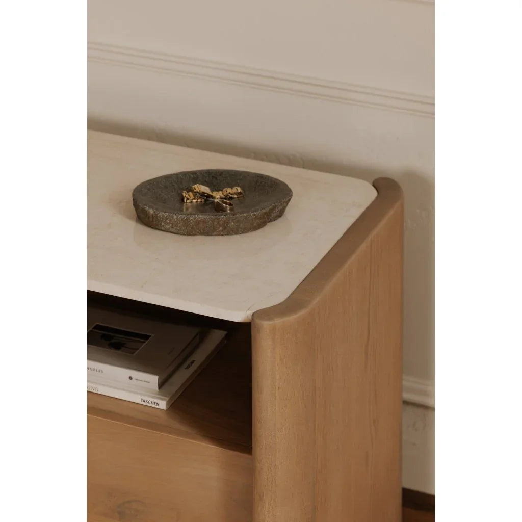Lane Natural Italian Marble Top Nightstand - LOOMLAN - Moe's Home - Nightstands