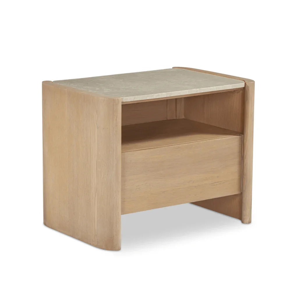 Lane Natural Italian Marble Top Nightstand - LOOMLAN - Moe's Home - Nightstands