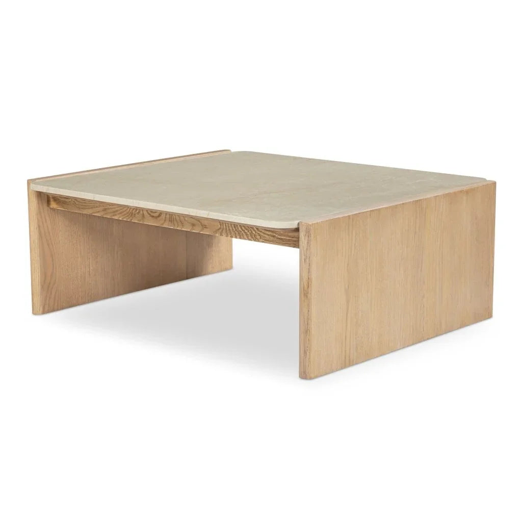 Lane Natural Oak With Marble Top Coffee Table - LOOMLAN - Moe's Home - Coffee Tables