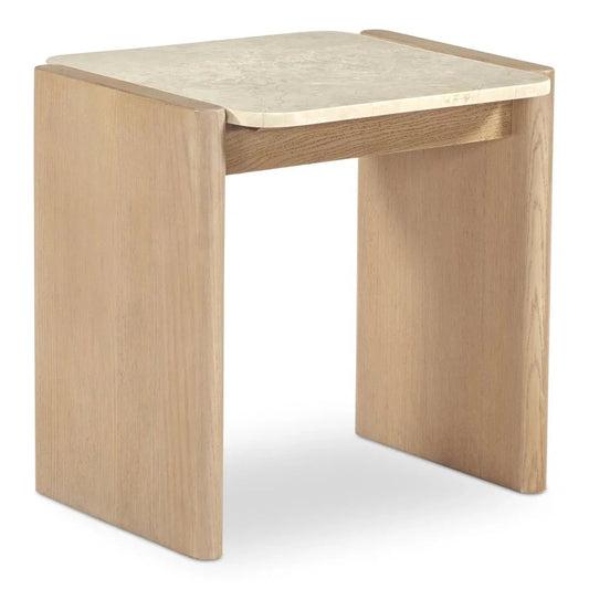 Lane Natural Oak With Marble Top Side Table - LOOMLAN - Moe's Home - Side Tables