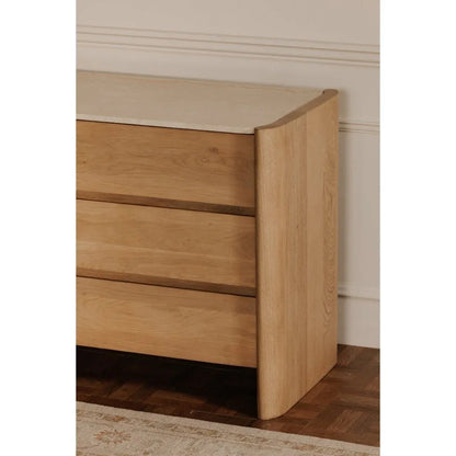 Lane Natural With Marble Top Six Drawer Dresser - LOOMLAN - Moe's Home - Dressers