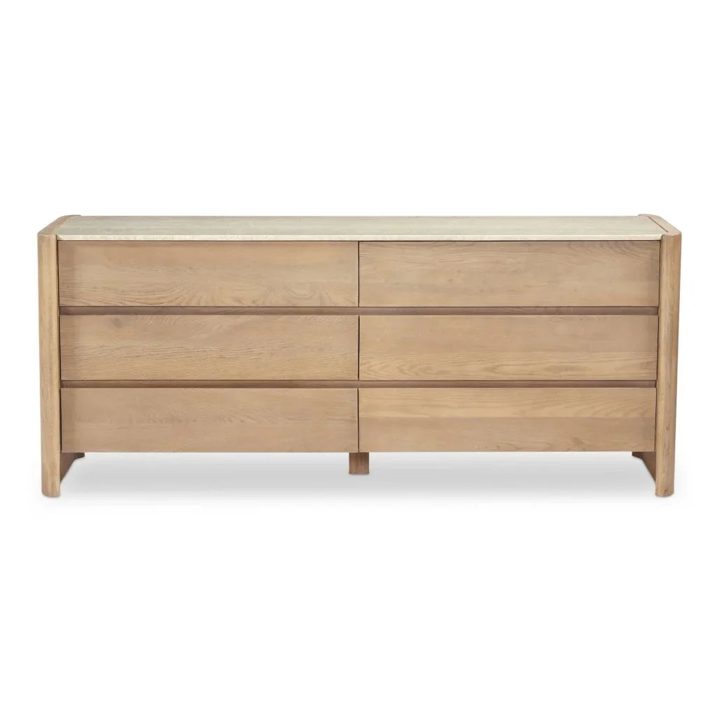 Lane Natural With Marble Top Six Drawer Dresser - LOOMLAN - Moe's Home - Dressers