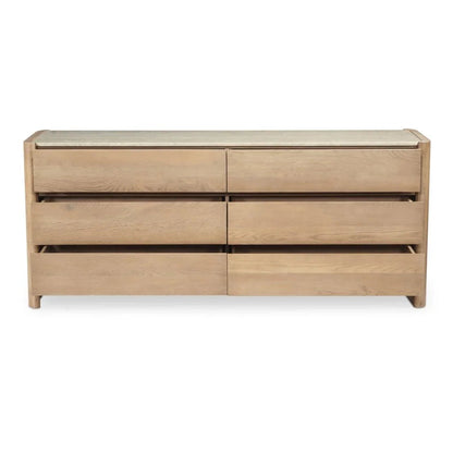 Lane Natural With Marble Top Six Drawer Dresser - LOOMLAN - Moe's Home - Dressers