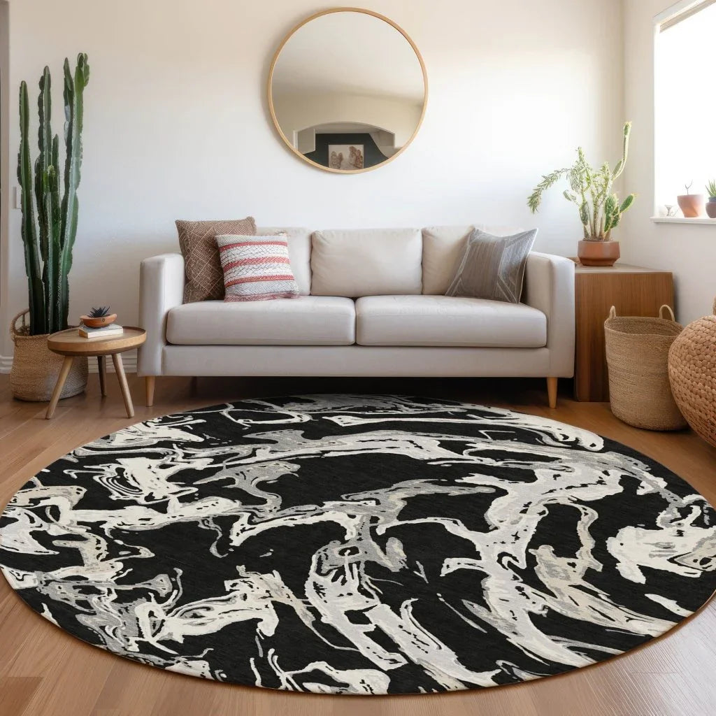 Lani Black Washable Indoor-Outdoor Rug-Outdoor Rugs-LOOMLAN Rugs-LOOMLAN