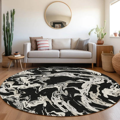 Lani Black Washable Indoor-Outdoor Rug-Outdoor Rugs-LOOMLAN Rugs-LOOMLAN