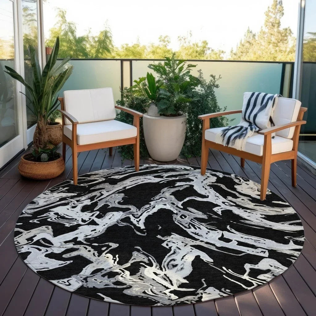 Lani Black Washable Indoor-Outdoor Rug-Outdoor Rugs-LOOMLAN Rugs-LOOMLAN