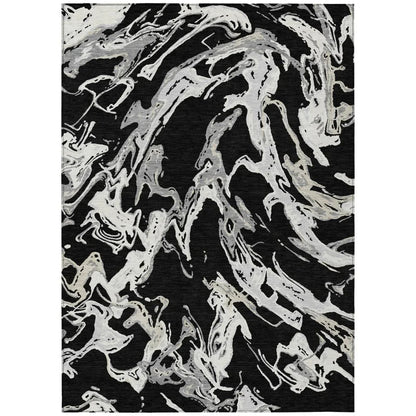 Lani Black Washable Indoor-Outdoor Rug-Outdoor Rugs-LOOMLAN Rugs-2'6" x 3'10"-LOOMLAN