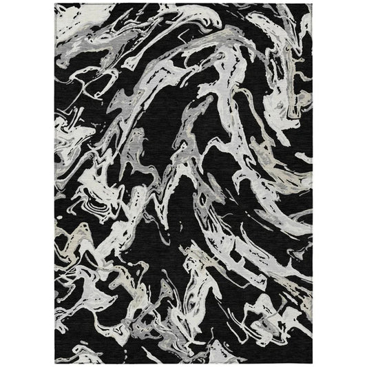 Lani Black Washable Indoor-Outdoor Rug-Outdoor Rugs-LOOMLAN Rugs-2'6" x 3'10"-LOOMLAN