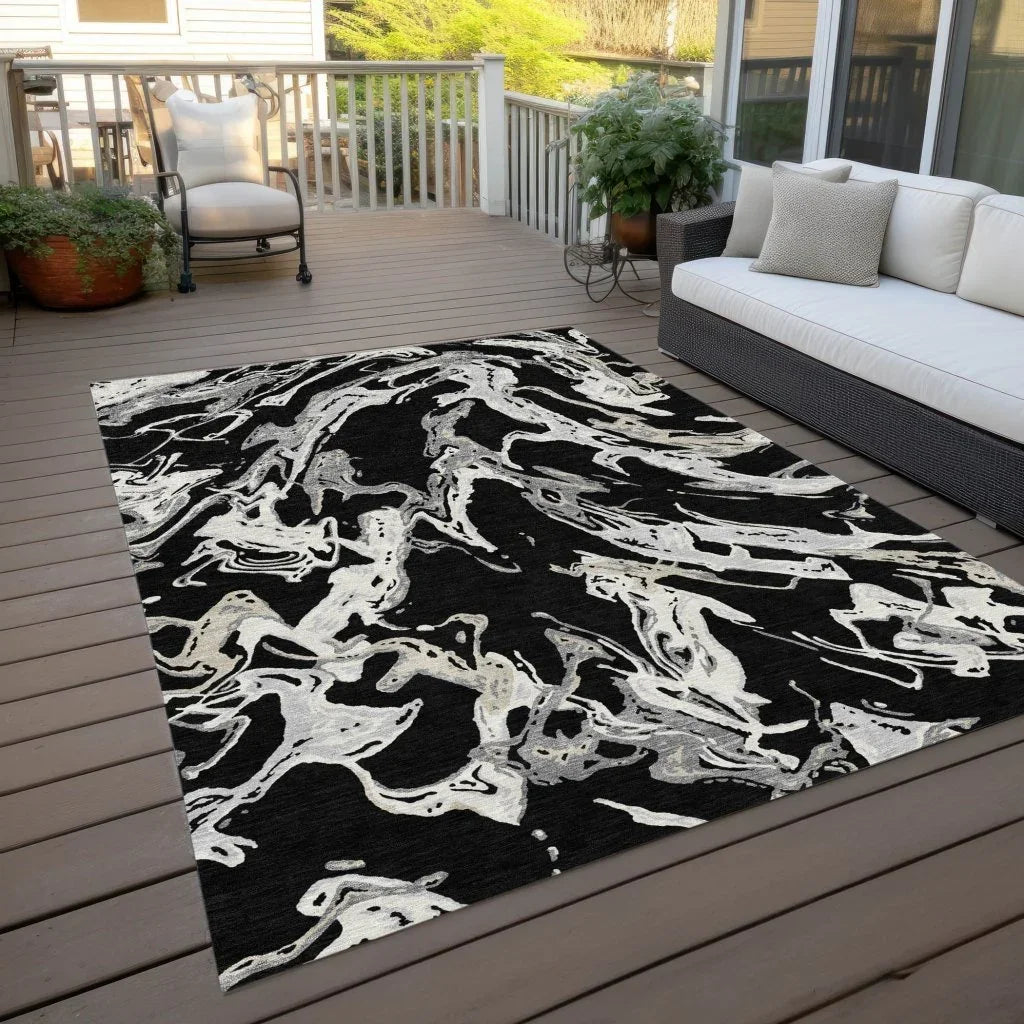 Lani Black Washable Indoor-Outdoor Rug-Outdoor Rugs-LOOMLAN Rugs-LOOMLAN