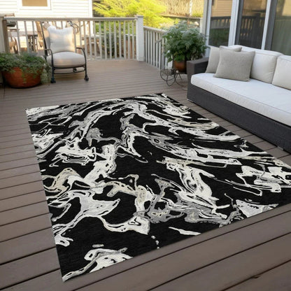 Lani Black Washable Indoor-Outdoor Rug-Outdoor Rugs-LOOMLAN Rugs-LOOMLAN