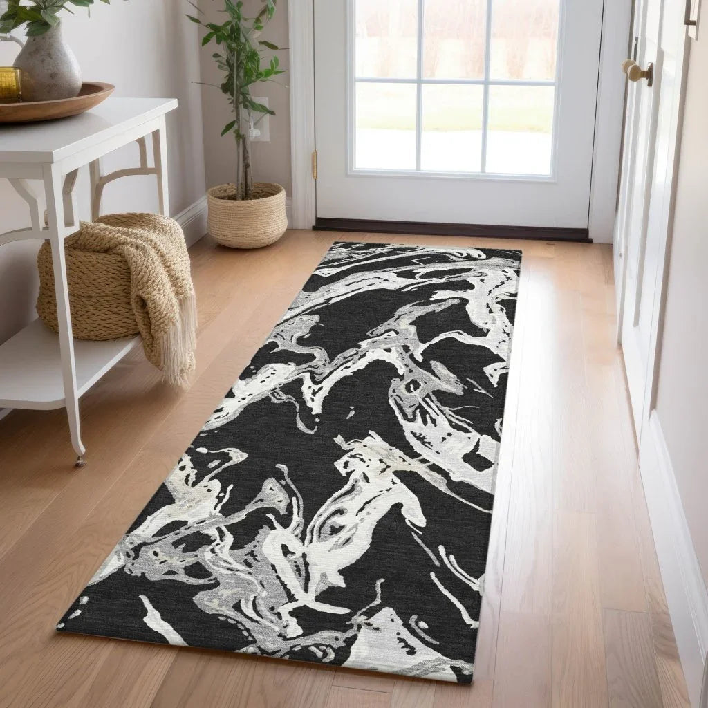 Lani Black Washable Indoor-Outdoor Rug-Outdoor Rugs-LOOMLAN Rugs-LOOMLAN
