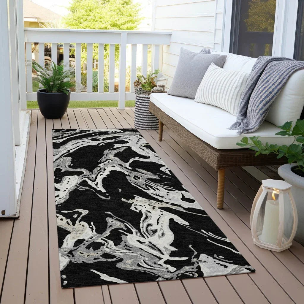 Lani Black Washable Indoor-Outdoor Rug-Outdoor Rugs-LOOMLAN Rugs-LOOMLAN