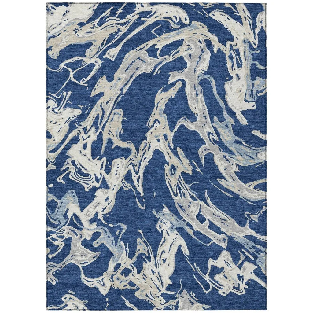 Lani Blue Washable Indoor-Outdoor Rug-Outdoor Rugs-LOOMLAN Rugs-2'6" x 3'10"-LOOMLAN
