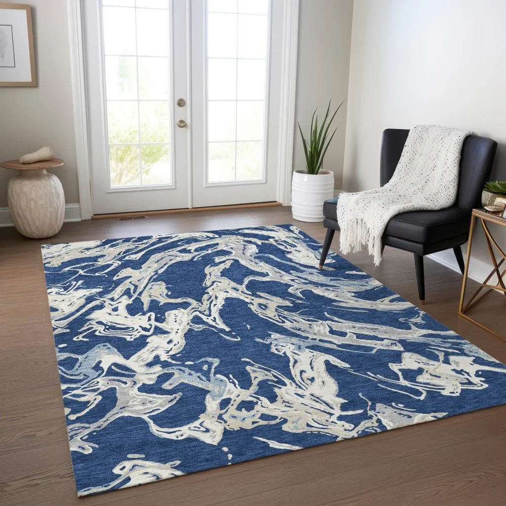 Lani Blue Washable Indoor-Outdoor Rug-Outdoor Rugs-LOOMLAN Rugs-LOOMLAN