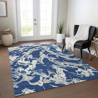 Lani Blue Washable Indoor-Outdoor Rug-Outdoor Rugs-LOOMLAN Rugs-LOOMLAN
