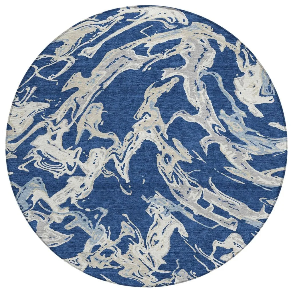 Lani Blue Washable Indoor-Outdoor Rug-Outdoor Rugs-LOOMLAN Rugs-8' x 8'-LOOMLAN