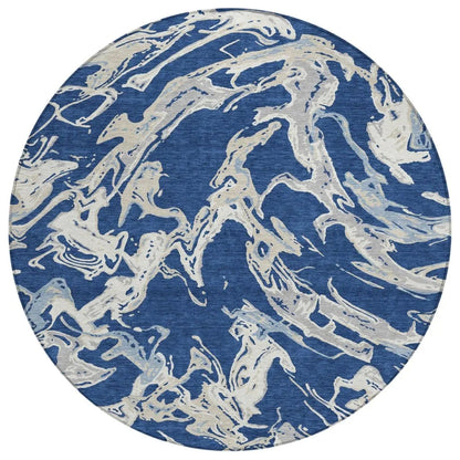 Lani Blue Washable Indoor-Outdoor Rug-Outdoor Rugs-LOOMLAN Rugs-8' x 8'-LOOMLAN