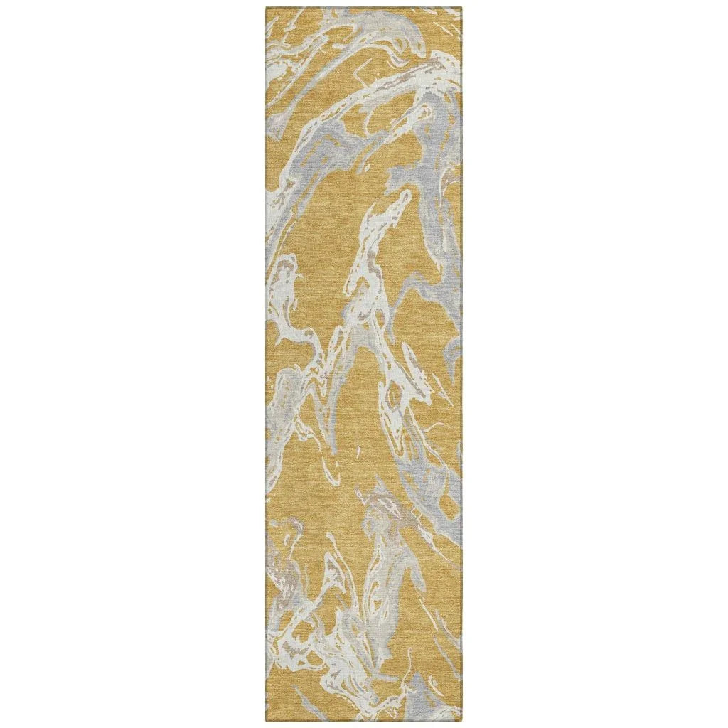 Lani Gold Washable Indoor-Outdoor Rug-Outdoor Rugs-LOOMLAN Rugs-2'3" x 7'6"-LOOMLAN