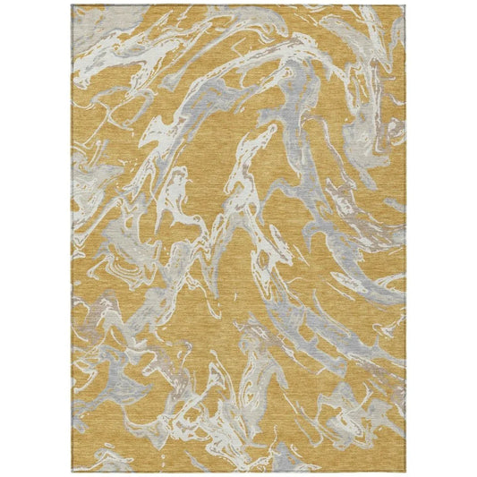Lani Gold Washable Indoor-Outdoor Rug-Outdoor Rugs-LOOMLAN Rugs-2'6" x 3'10"-LOOMLAN