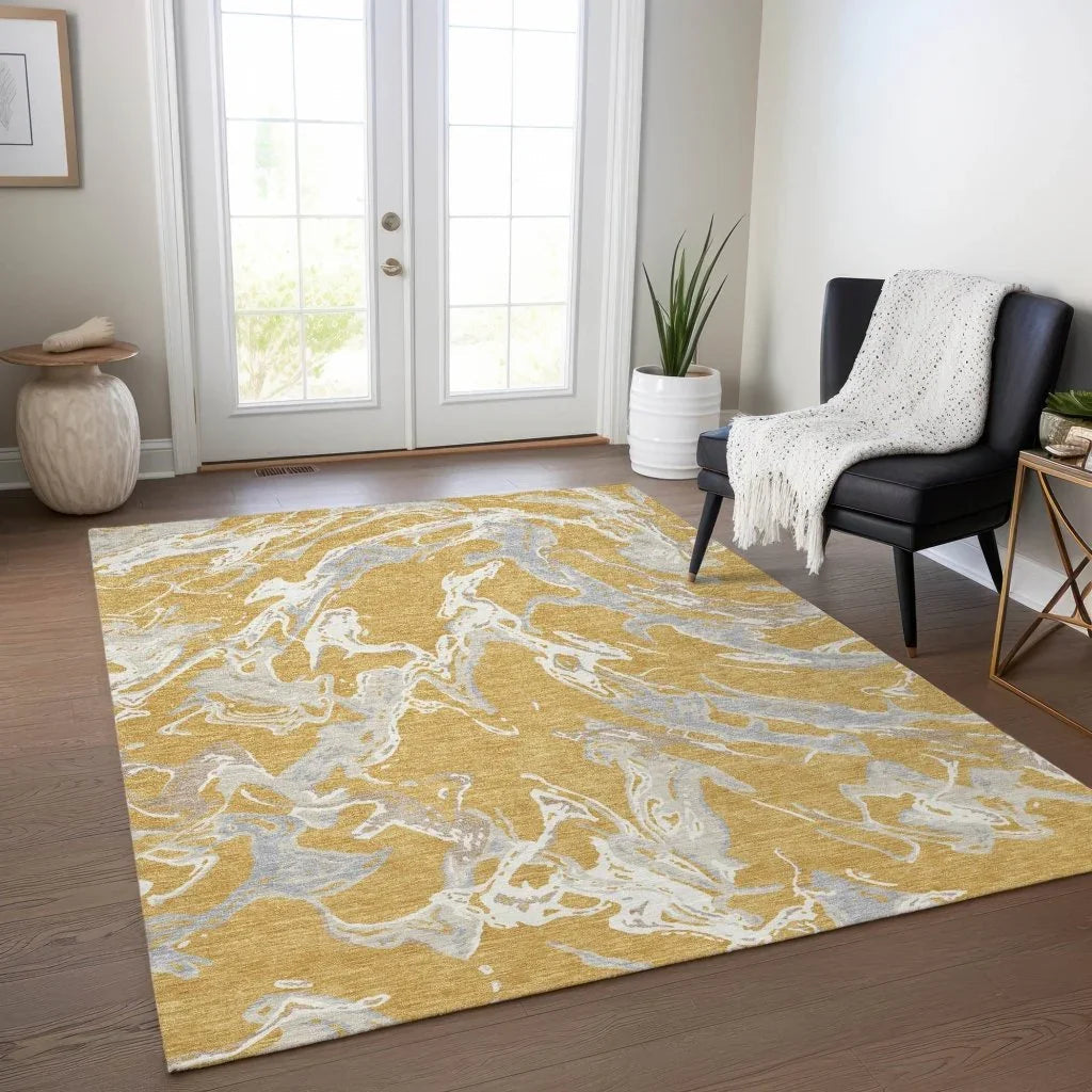 Lani Gold Washable Indoor-Outdoor Rug-Outdoor Rugs-LOOMLAN Rugs-LOOMLAN