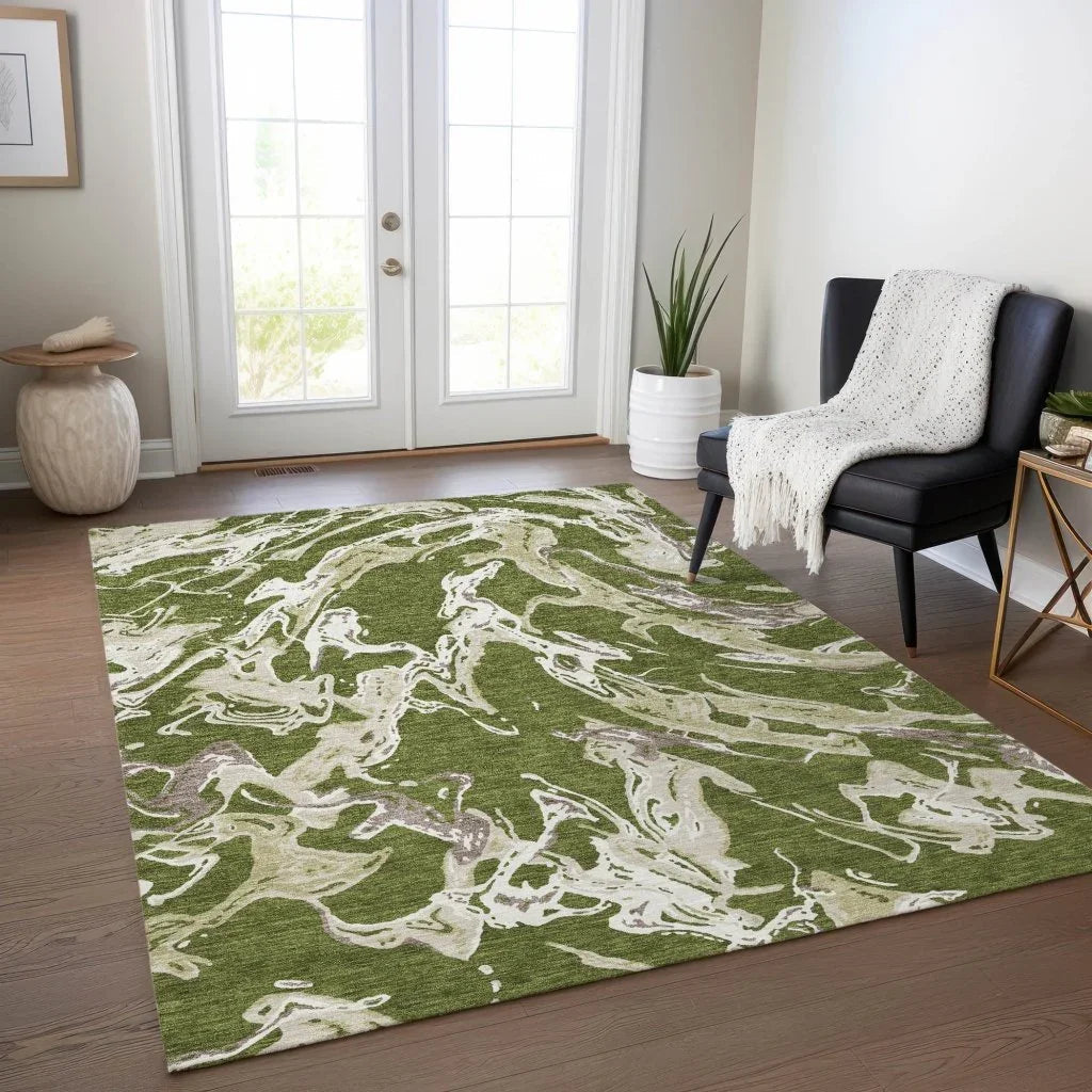 Lani Green Washable Indoor-Outdoor Rug-Outdoor Rugs-LOOMLAN Rugs-LOOMLAN