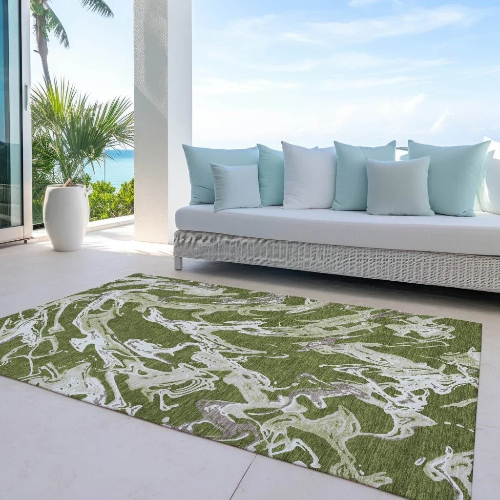 Lani Green Washable Indoor-Outdoor Rug-Outdoor Rugs-LOOMLAN Rugs-LOOMLAN