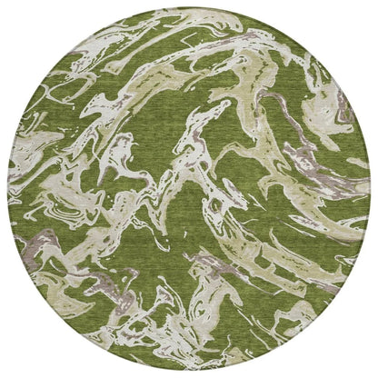 Lani Green Washable Indoor-Outdoor Rug-Outdoor Rugs-LOOMLAN Rugs-8' x 8'-LOOMLAN