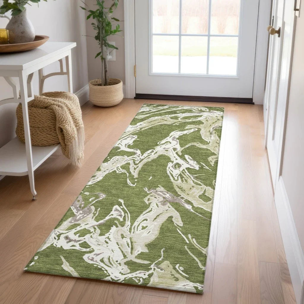 Lani Green Washable Indoor-Outdoor Rug-Outdoor Rugs-LOOMLAN Rugs-LOOMLAN