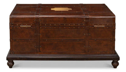 Laramie Trunk Design Leather Coffee Table - LOOMLAN - Sarreid - Coffee Tables