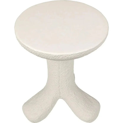 Laramy White Fiber Cement Round Side Table - LOOMLAN - Noir - Side Tables